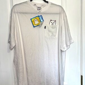 Ripndip White Tee with Cat Design